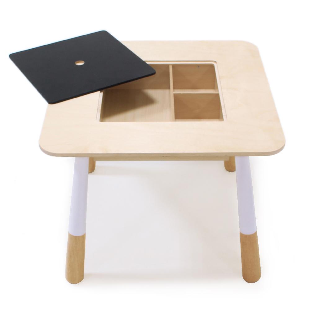 Tender Leaf Toys wooden table for children with a hidden compartment to store crayons and art equipment or toys