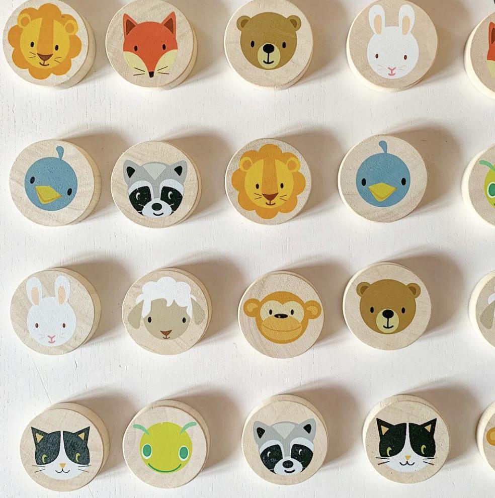 Tender Leaf Toys wooden memory game with animal faces