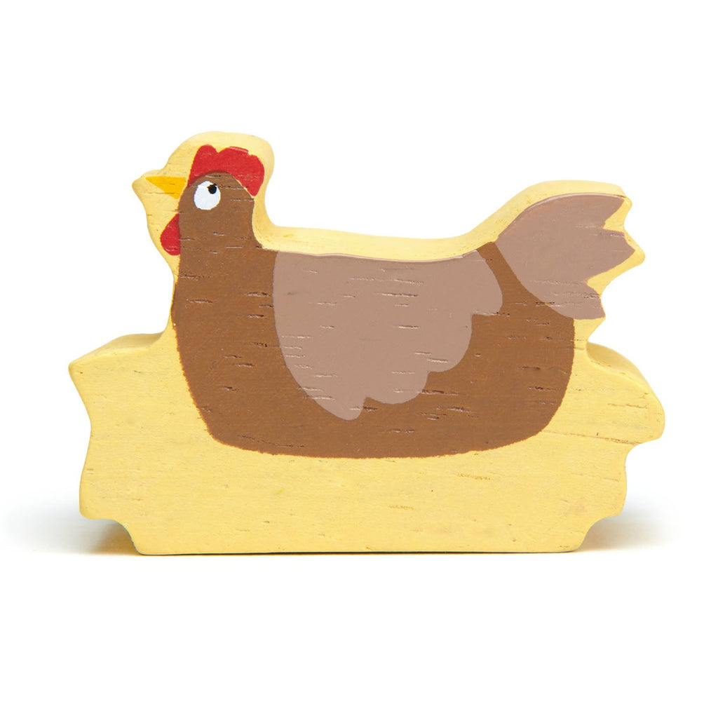 Tender Leaf wooden toys animal chicken hen in hay