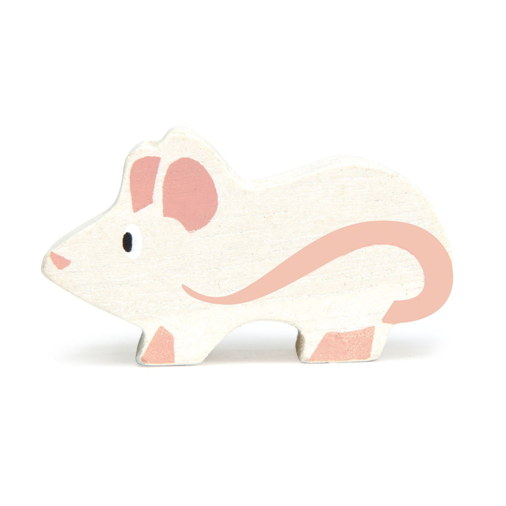 Tender Leaf wooden mouse toy in white