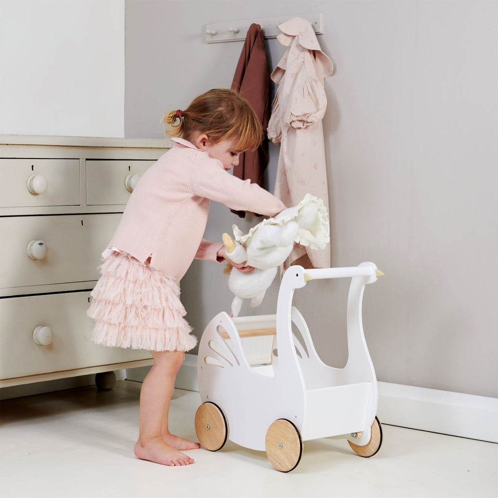 swan pram toy for children in white#