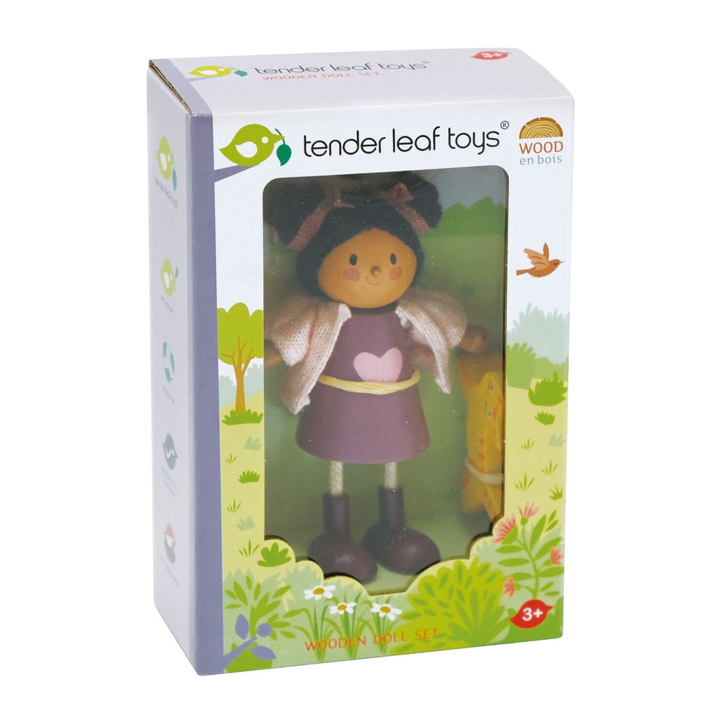 Tender Leaf toys wooden ethnic sustainable doll Ayana and her cat