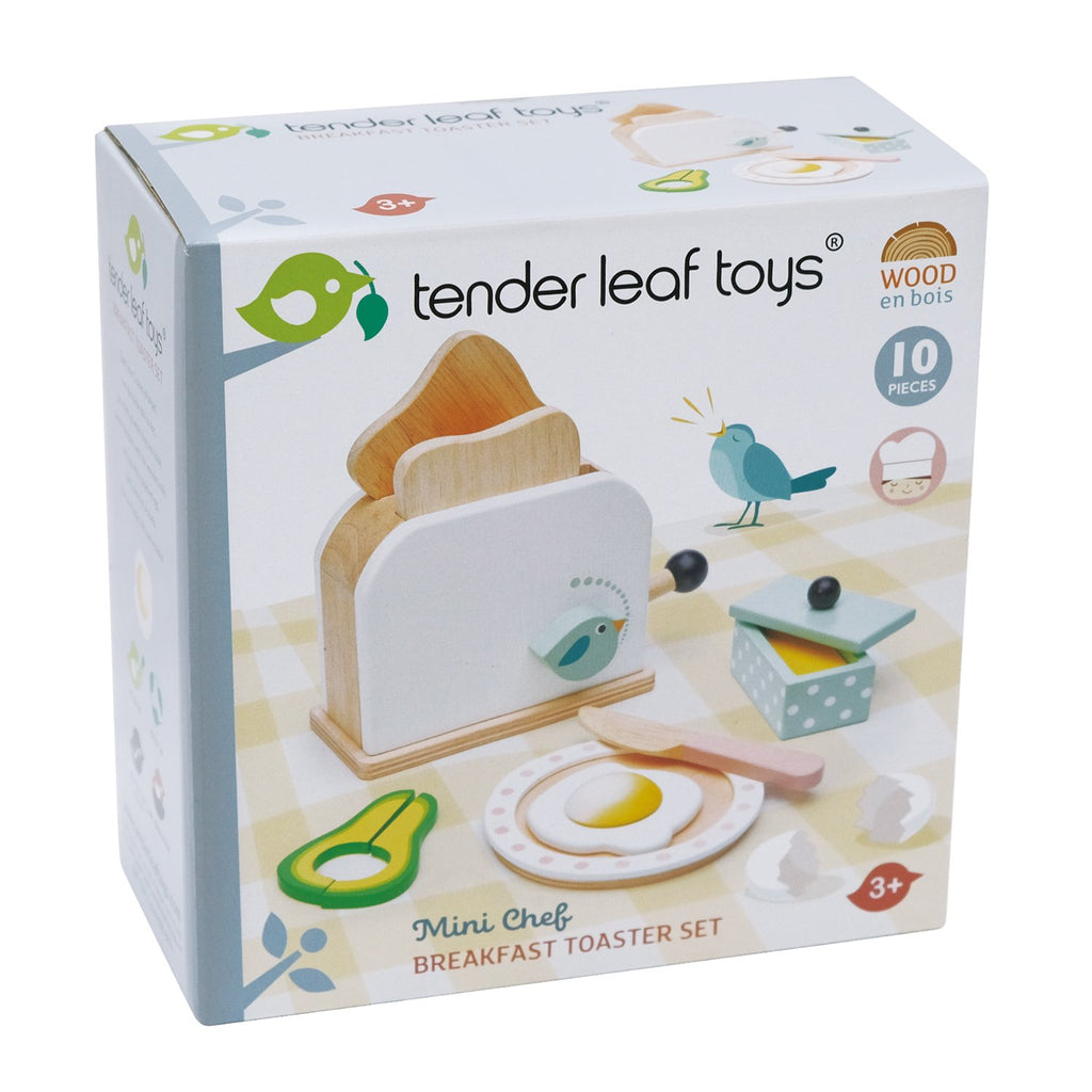 Tender Leaf wooden toys play food toaster and egg set with avocado and butter