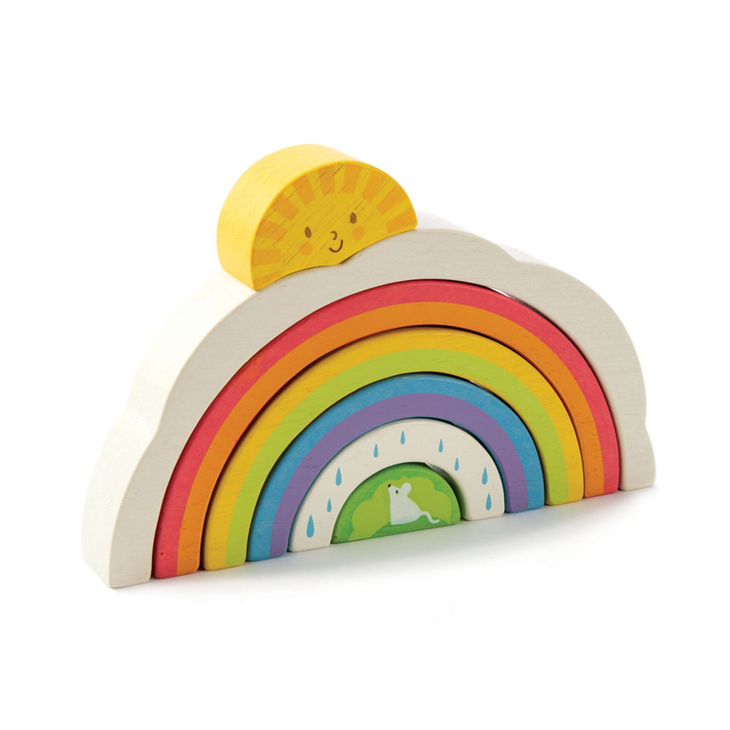 Tender Leaf Toys wooden rainbow tunnel stacking puzzle for children