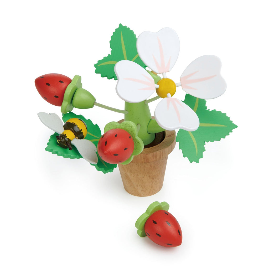 Tender Leaf wooden toy flower pot with strawberries