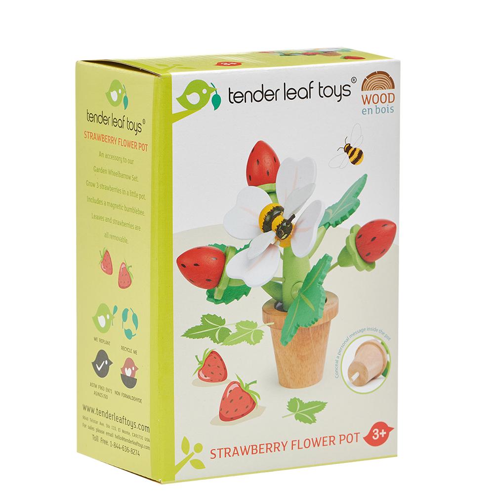 Tender Leaf wooden toy flower pot with strawberries