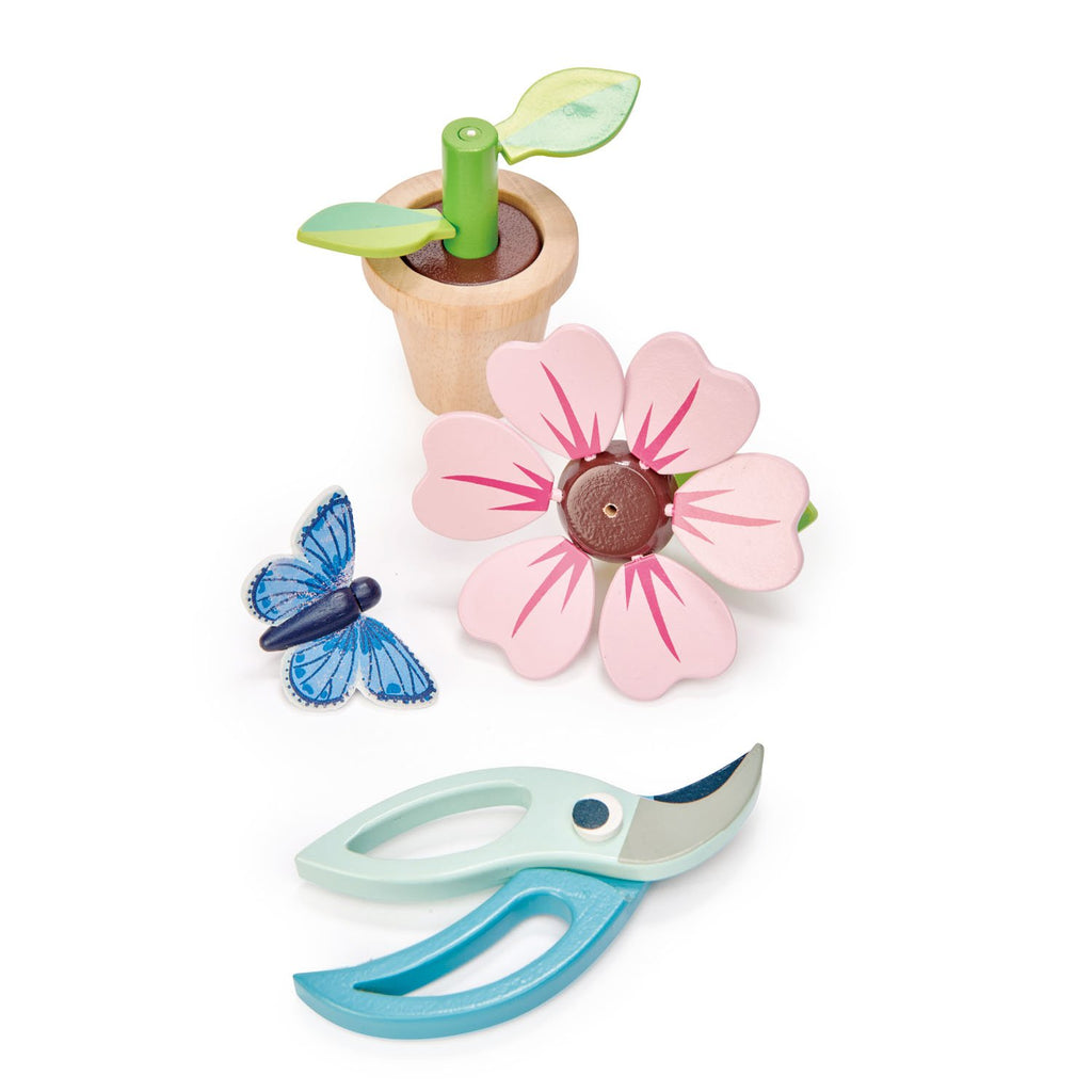 Tender Leaf wooden toy flower pot with butterfly