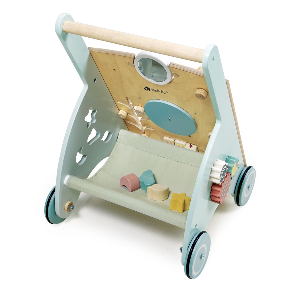 tenderleaf sunshine weather wooden baby activity walker with accessories