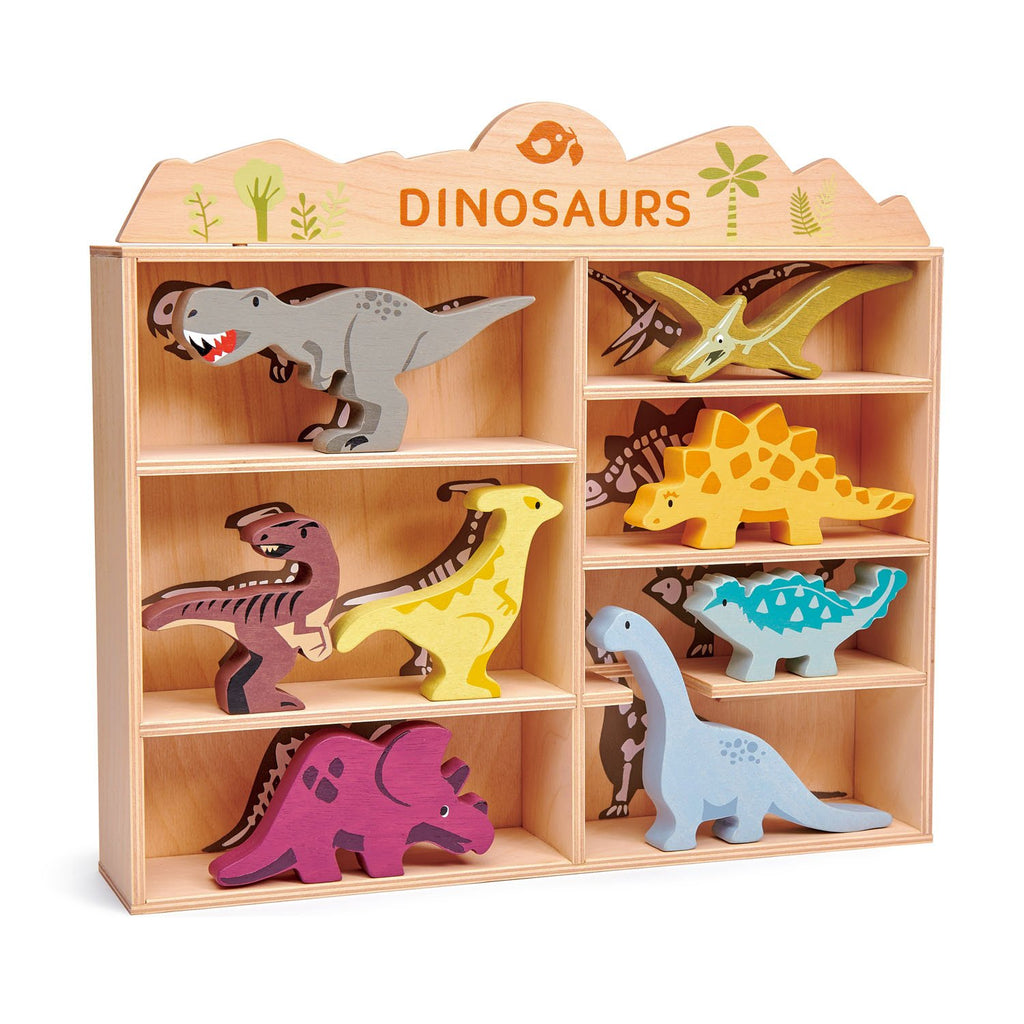 Tenderleaf wooden toys dinosaur animal and shelf set educational toy