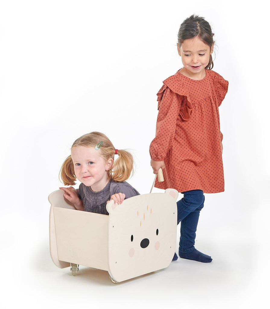 Tender Leaf Toys wooden box on 4 wheels in white