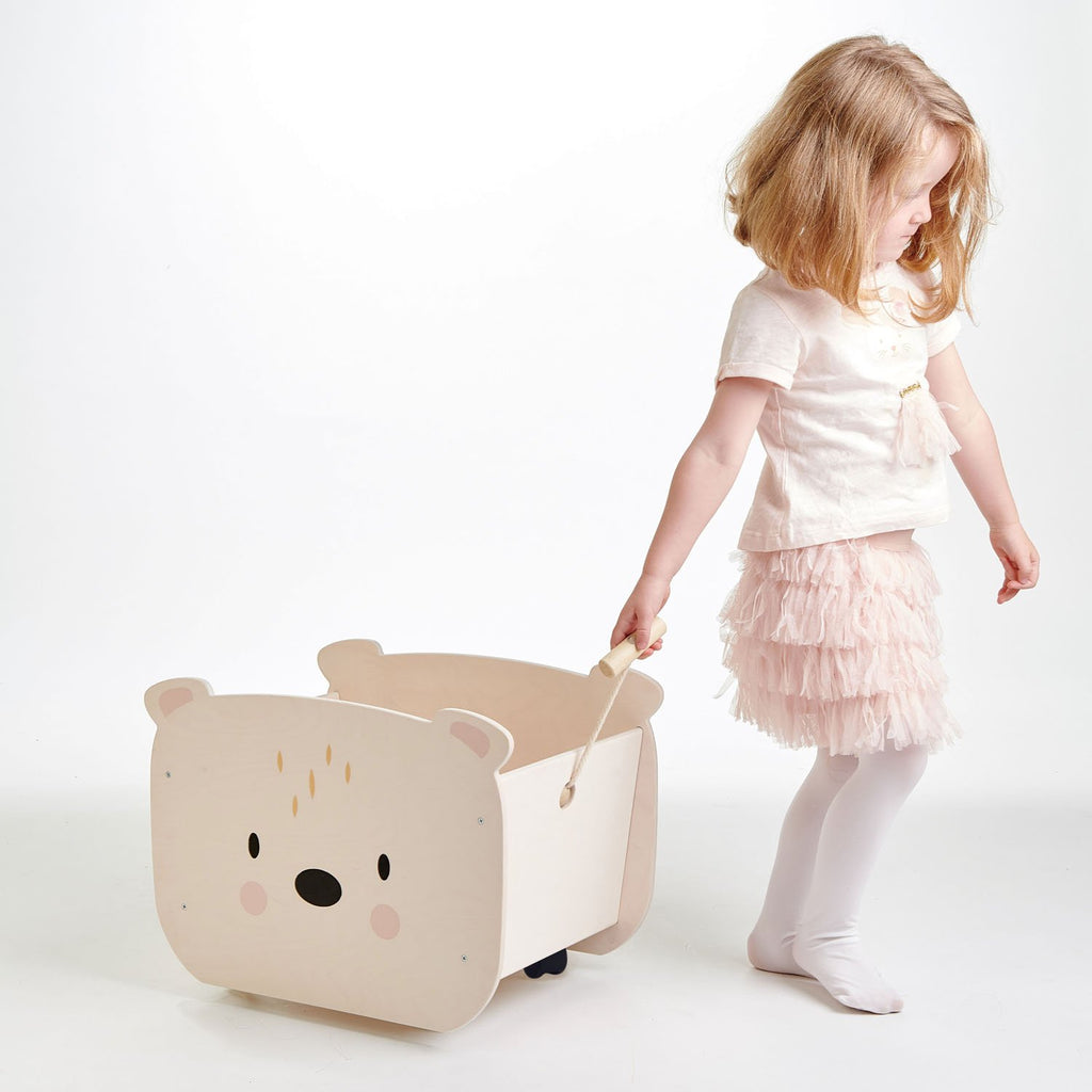 Tender Leaf Toys wooden box on 4 wheels in white